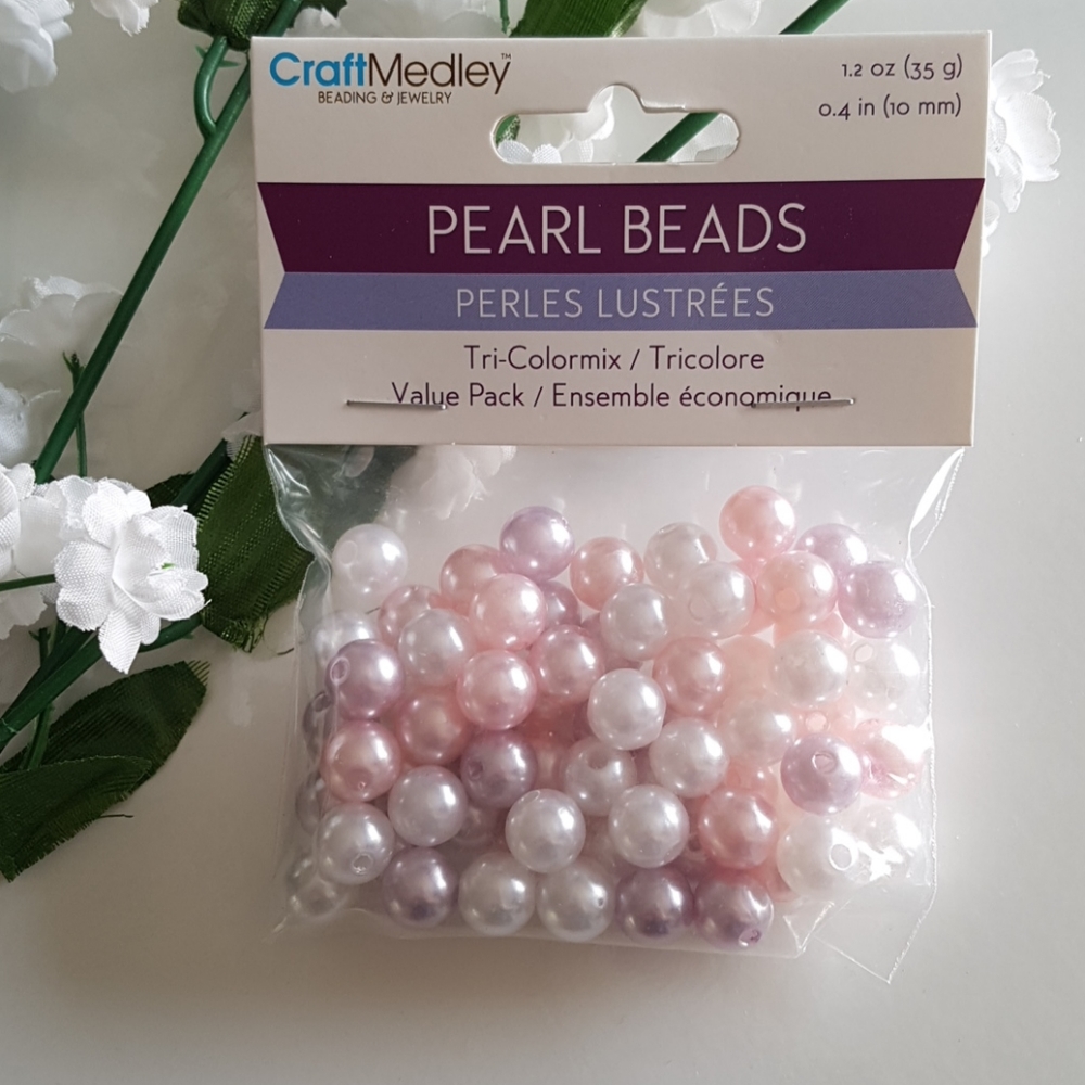 Pearl Beads Pink Lilac White Glass Seed Beads 1.2oz